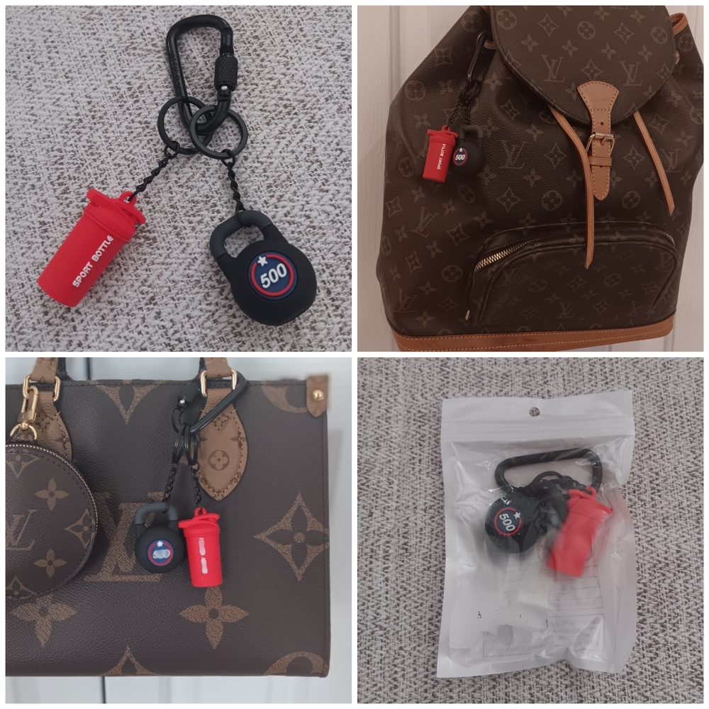 Fitness Black and Red 3D Keychain Set
